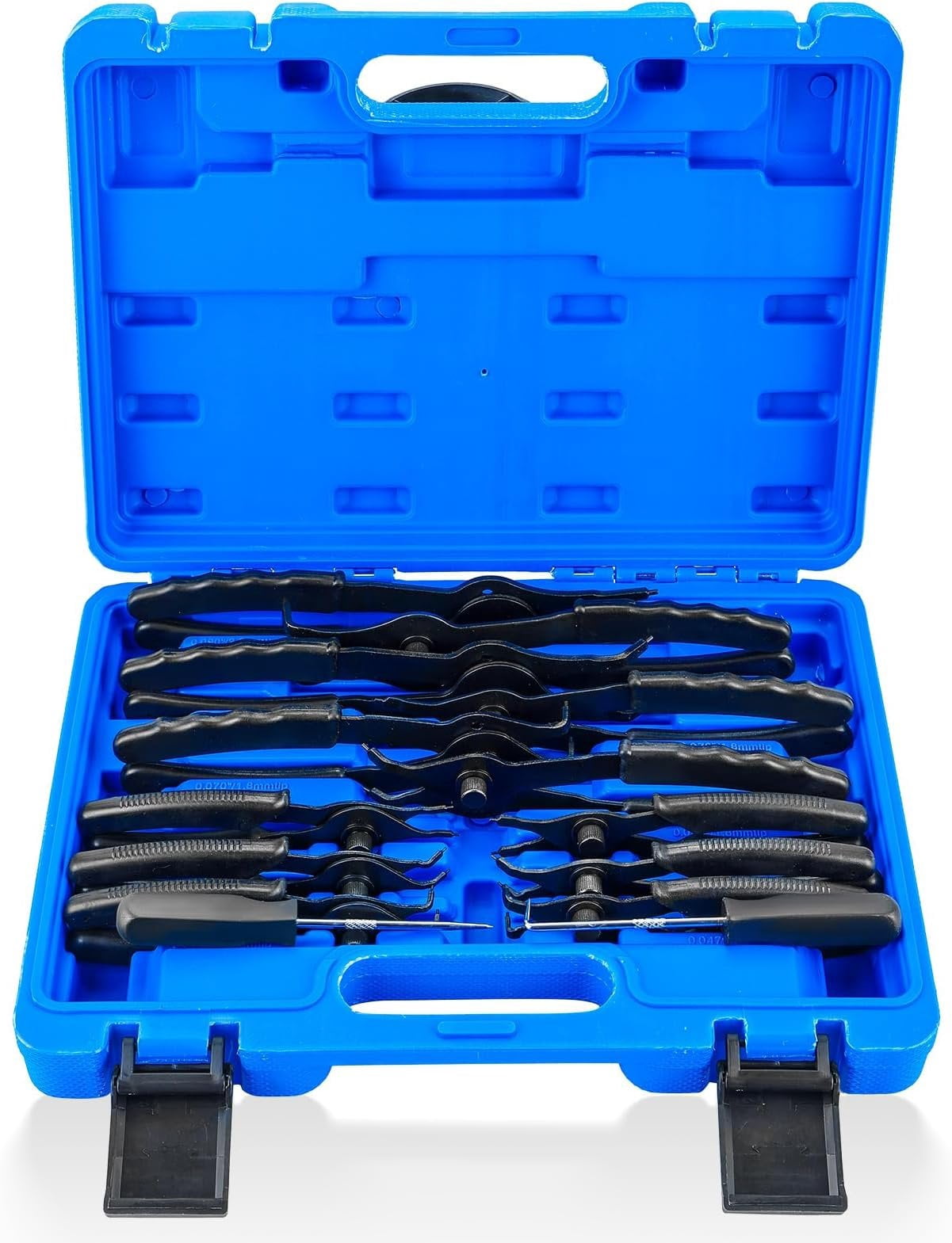 14 count Snap Ring Plier Set, Straight & Bent Retaining Ring Pliers, Long Reach Snap Ring Plier with Hook & Pick, Retaining Clip and Circlip  for 0.038in 0.047in 0.070in 0.090in