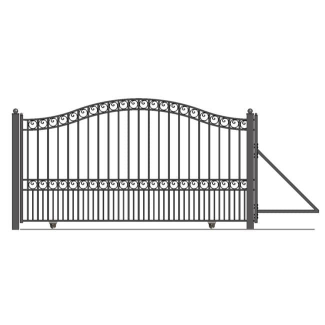 14 ft Black Iron Paris Style Single Swing Driveway Gate