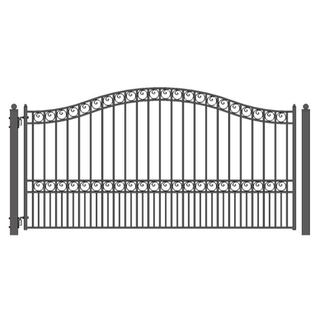 14 ft Black Iron Paris Style Single Swing Driveway Gate