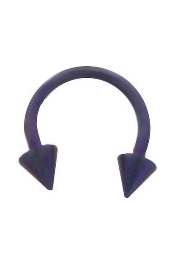 14 gauge Dark Purple Solid Titanium Circular Barbell with Spike Head Ends