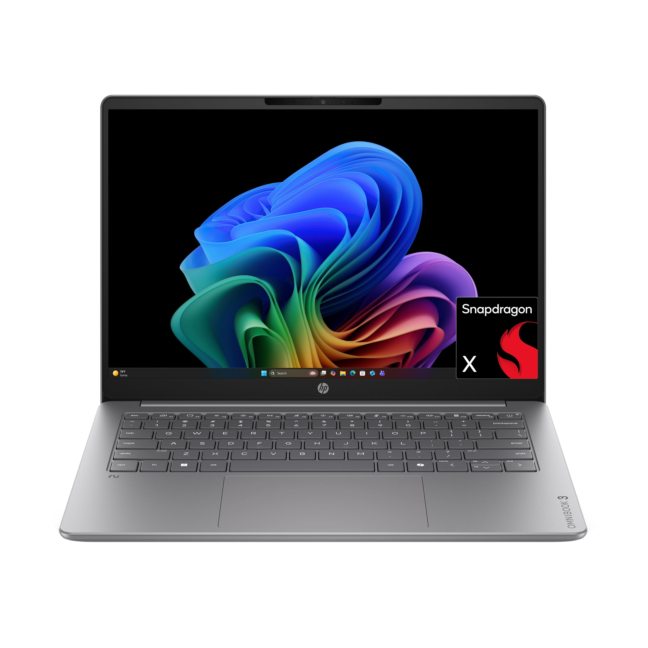 HP OmniBook 3 14 inch Next Gen AI PC 2K OLED Display Windows Snapdragon X 16GB 512GB SSD - Nouvelle Silver