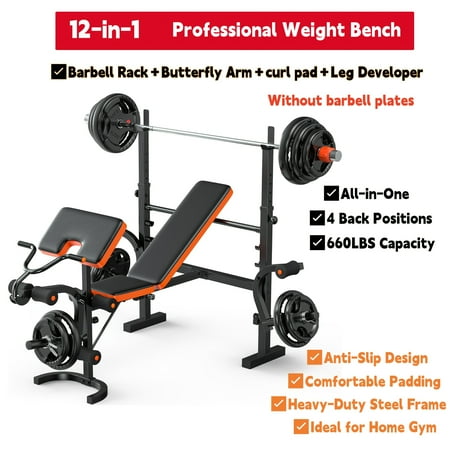 14-in-1 Adjustable Weight Bench | Foldable Multi-Functional Strength Training Equipment for Full Body Exercise | 770lbs Weight Capacity, Space-Saving Design for Home Gym
