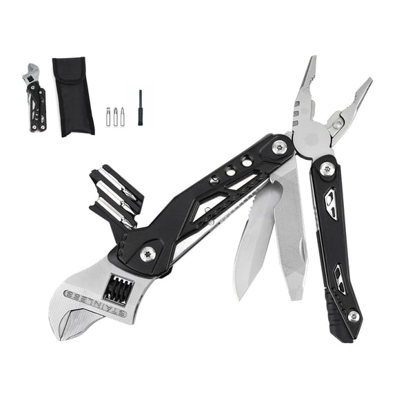 14-in-1 Adjustable Wrench Multitool EDC, Compact Multi Tool with Pliers, Knife, Saw, Screwdrivers, 30Cr13 Stainless Steel Tool for Home Repair, DIY, Camping, Hiking, and Outdoor Use