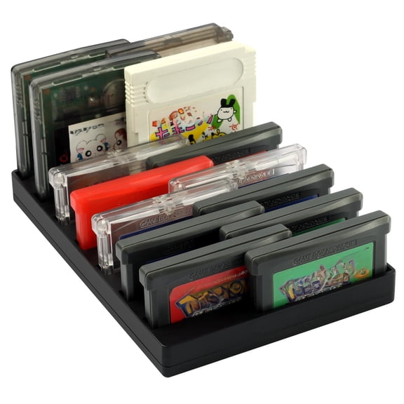 14-in-1 Game Cartridge Holder Compatible with GBA Games, ABS Display Stand Compatible with Nintendo Game Boy Advance Cartridges, Storage Organizer Rack with Color Box