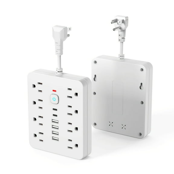 14-in-1 Heavy - Duty Power Strip. 8 AC Outlets, 4 USB - A, 2 USB - C. Smart Switches, Indicator. Compact Flat Plug. Surge Protector for Home/Office/Kitchen
