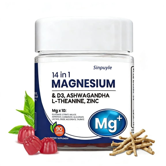 14 in 1 Magnesium Gummies 500mg | with Vitamin D3, Ashwagandha, L-Theanine & Zinc | Supports Calm, Sleep, Immune & Bone Health | 90 Gummies