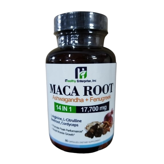 14-in-1 Max Potency Maca Root Supplement, 17700mg Blend with Horny Goat Weed, Tongkat Ali, Ginkgo Biloba & Tribulus Terrestris - Energy & Stamina Booster for Men & Women
