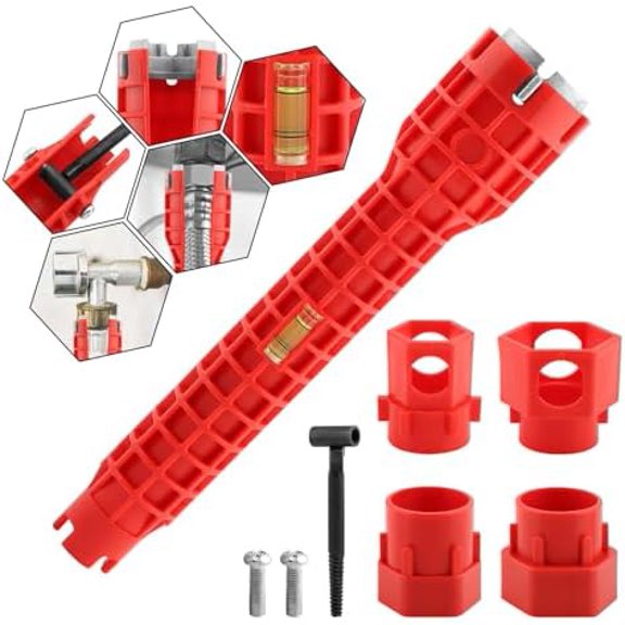 14-in-1 Multi-functional Wrench Faucet Sink Installer Tool for Toilets and Kitchens - Red Plumbers Wrench$$Tools & Hardware Other