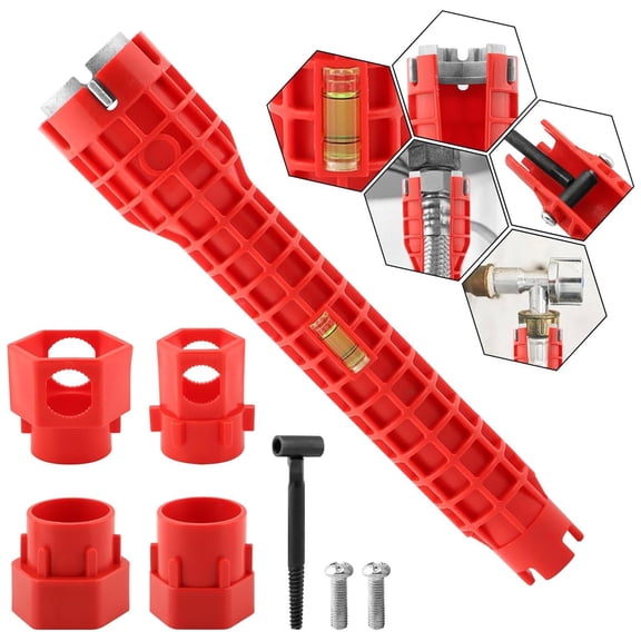 14-in-1 Multi-functional Wrench Faucet Sink Installer Tool for Toilets and Kitchens - Red Plumbers Wrench