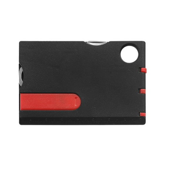 14-in-1 Multitool Card with LED Light Compact Survival Kit Pocket Tool for Men Camping Hiking Outdoor Adventure Black Red