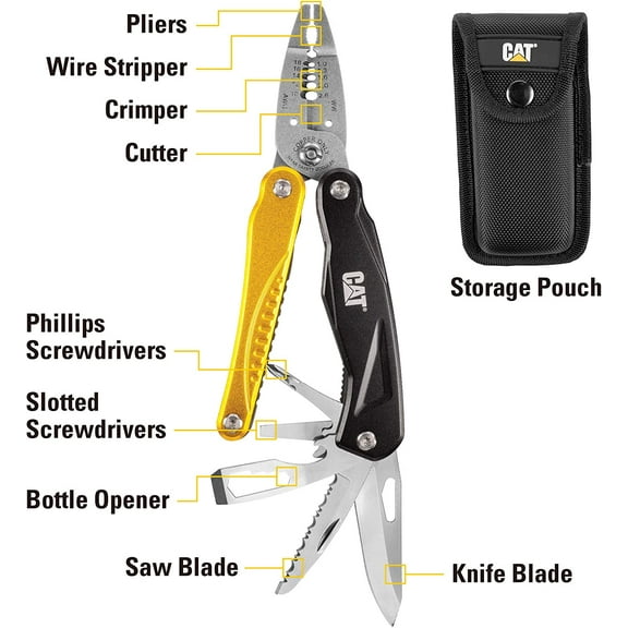 14-in-1 Multitool Pliers, Wire Stripper, Multi Purpose Electricians Pliers, Aluminum Handles and Stainless Steel Tools, Storage Pouch, Safety Lock - 980104