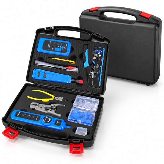 14-in-1 Network Tool Kit with RJ45 Crimp, Cable Tester, and Punch Down Tool