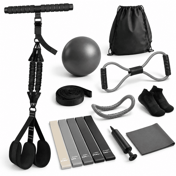 14-in-1 Pilates Exercise Set with Adjustable Pedal Resistance Bands ...