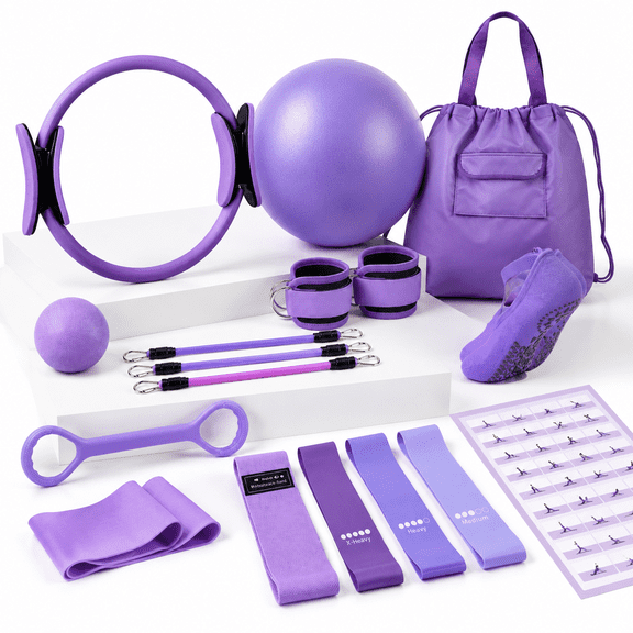 14-in-1 Pilates Home Workout Kit with Ring, Ball, Resistance Bands, Socks and Accessories