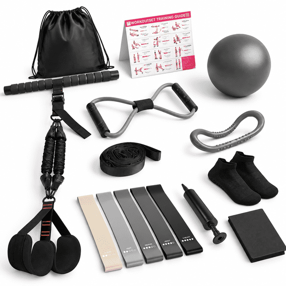 14-in-1 Pilates Resistance Band Set with Handles, Yoga Ball, and Home Workout Accessories