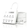thumbnail image 1 of 14-in-1 Power Strip with 8 Outlets & 6 USB Ports (4 USB-A + 2 Type-C), 5.9ft Extension Cord, 2500W Surge Protector, Overload Protection, Wall Mountable for Home Office Desk Bedroom, 1 of 5