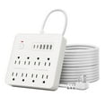 thumbnail image 1 of 14-in-1 Power Strip with 8 Outlets & 6 USB Ports (4 USB-A + 2 Type-C), 5.9ft Extension Cord, 2500W Surge Protector, Overload Protection, Wall Mountable for Home Office Desk Bedroom, 1 of 7