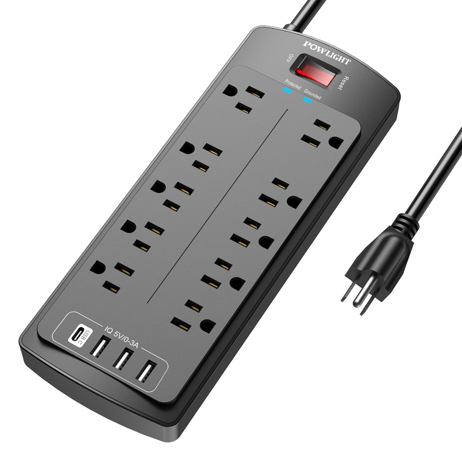 Usb Overload 14-in-1 Surge Protector Power Strip - 10 AC Outlets and 4 USB Ports (1 ...
