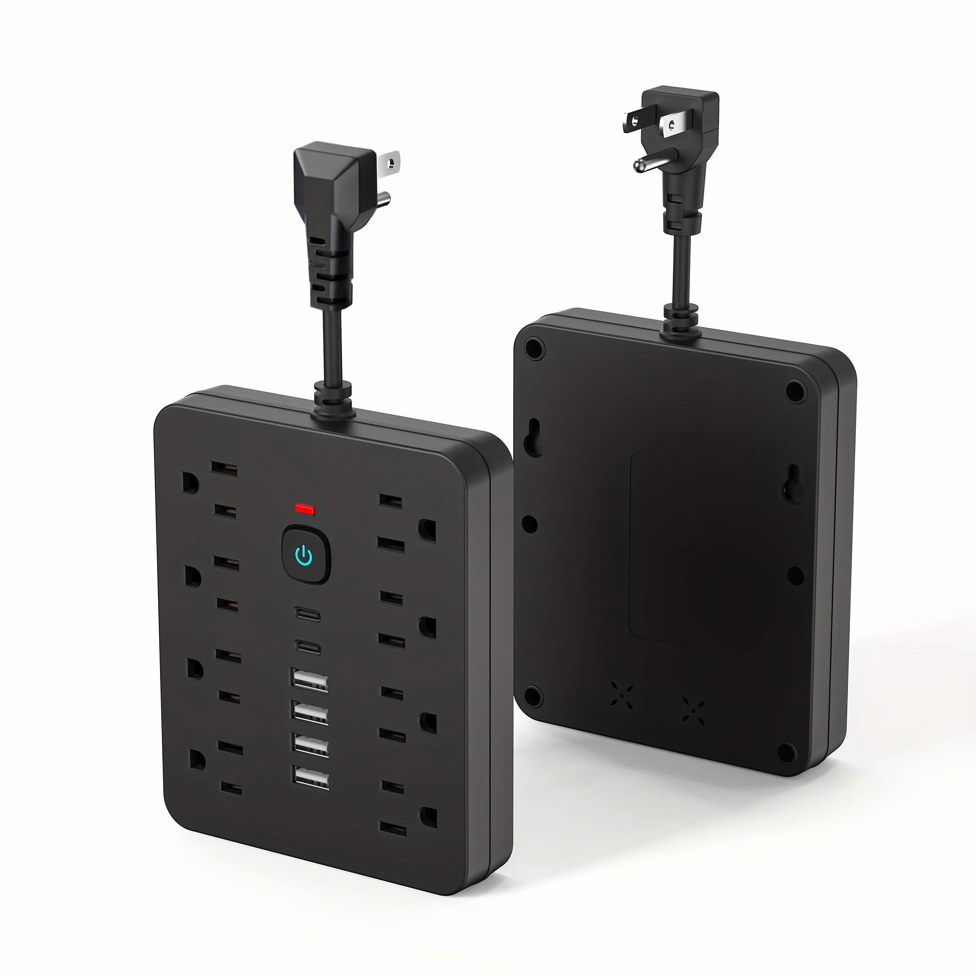 14-in-1 Wall-Mounted Power Strip with Overload Protection,One-Touch Control Switch, 8 AC Outlets & 6 USB Ports (Including 2 Type-C Ports) Home,or School Use,Office Charging Hub|Durable Construction