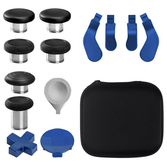 14 in 1 Metal Buttons & Paddles Replacement Kit for Xbox One Elite Series 2 Controller - 6x Thumbsticks, 2x D-Pads, 4x Paddles, Adjustment Tool - Elite Gamepad Accessories-Blue