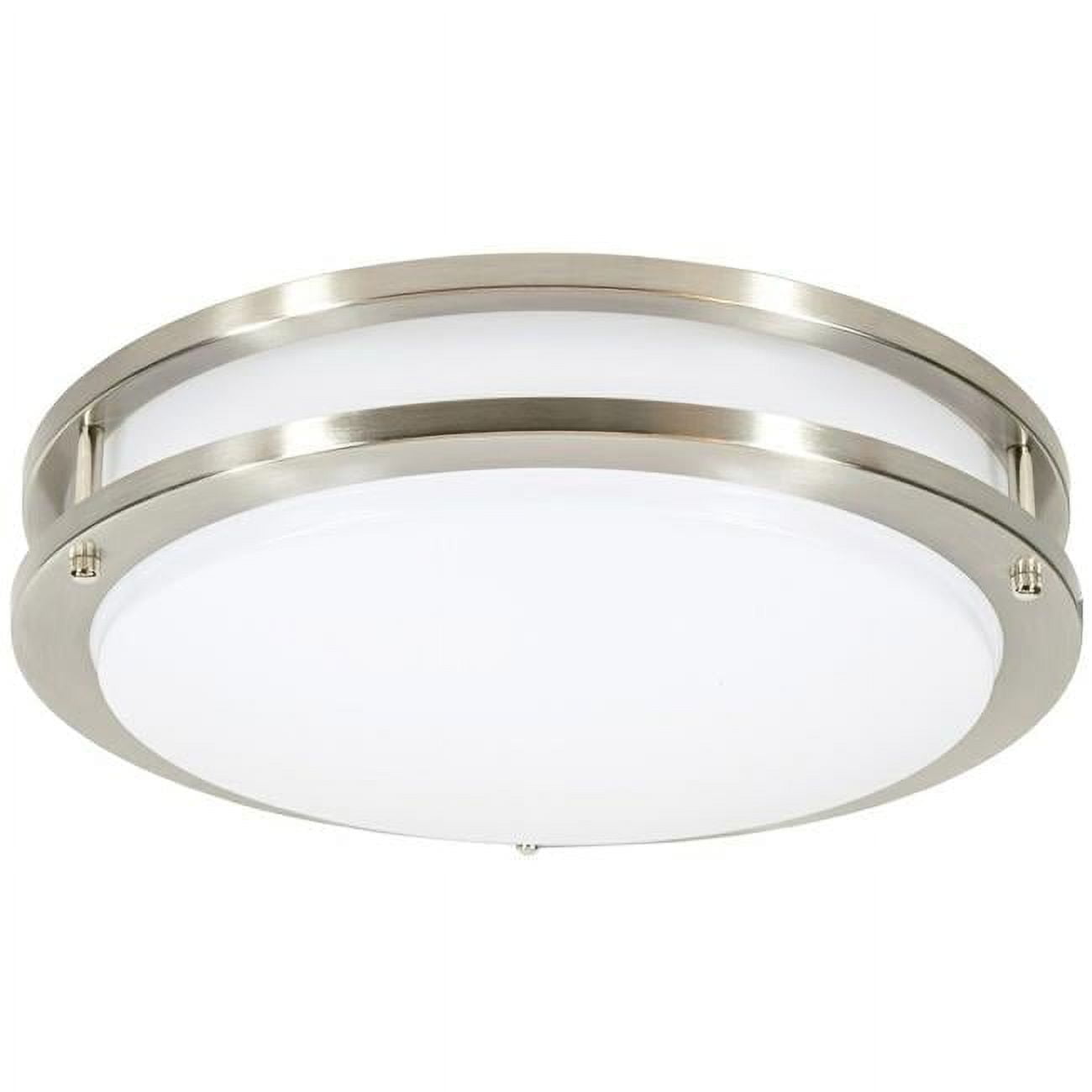 14 in. 18W 3000K 90CRI Luke Round Double Ring LED Flush Mount Ceiling Light, Brushed Nickel