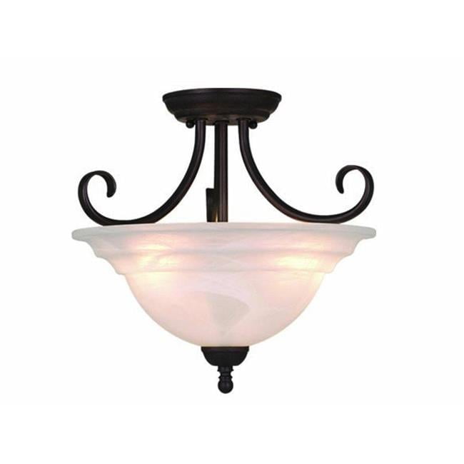 Babylon 14" Oil Burnished Bronze Semi-Flush Mount with White Alabaster Glass