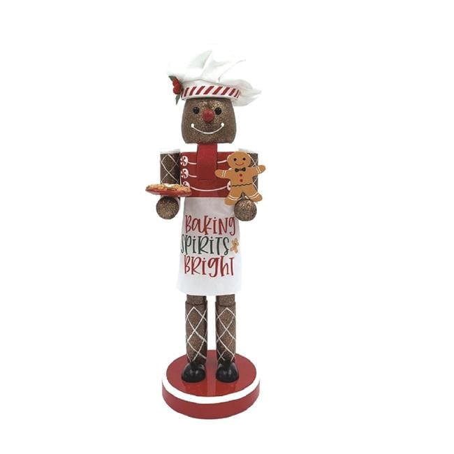 Handcrafted 14" Brown and Red Wooden Nutcracker with Apron