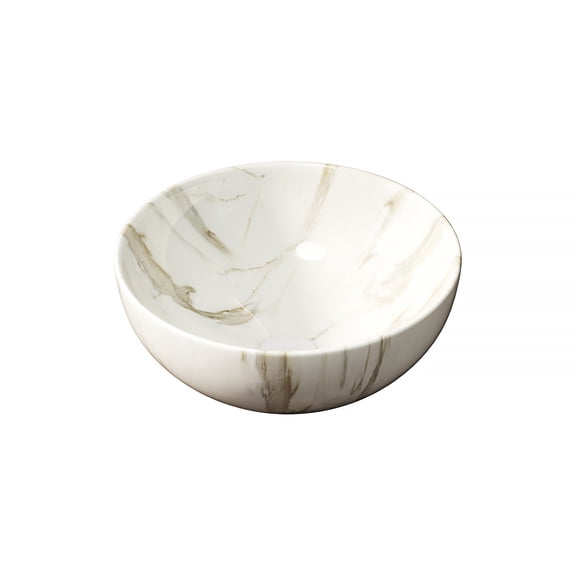 14 in. Bathroom Vessel Sink Ceramic Basin Matte White Stone Pattern No Cabinet Unassembled