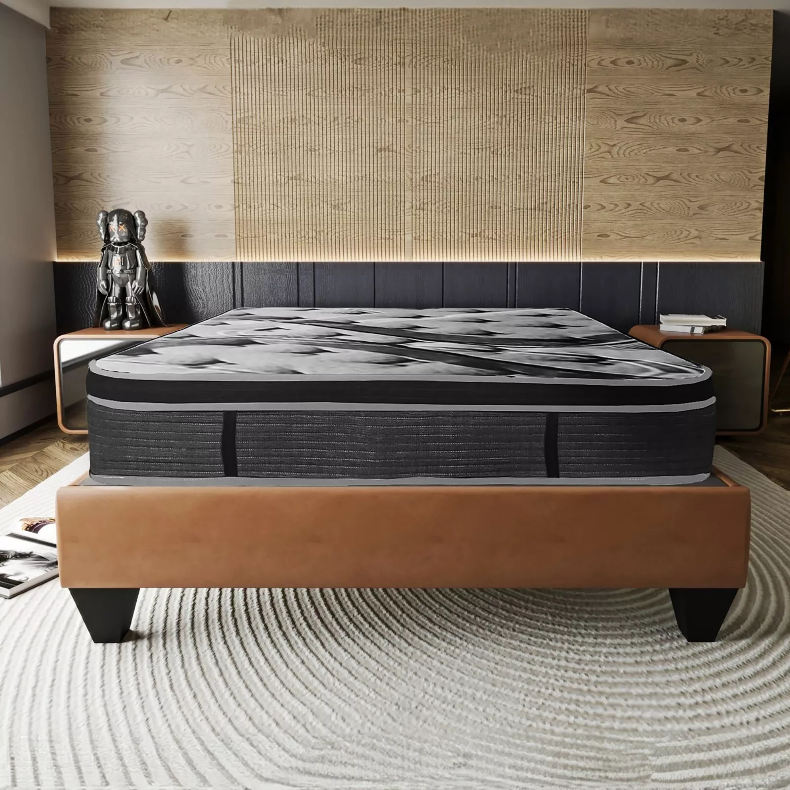 14 in. California King Size Hybrid Mattress in a Box, Euro Top Memory Foam and Pocket Spring Mattress, Gray
