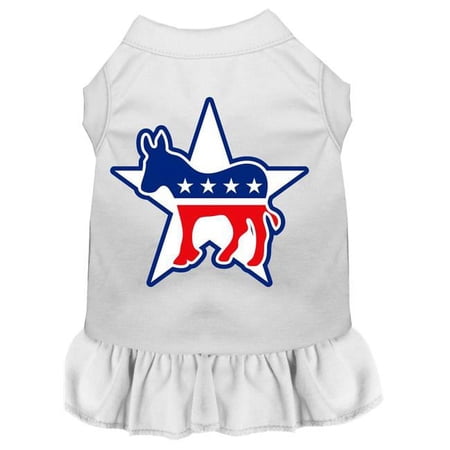 14 in. Democrat Screen Print Dress, White - Large