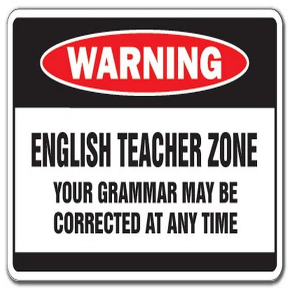 14 in. English Teacher Zone Warning Sign - School Supplies Junior High Xmas Books
