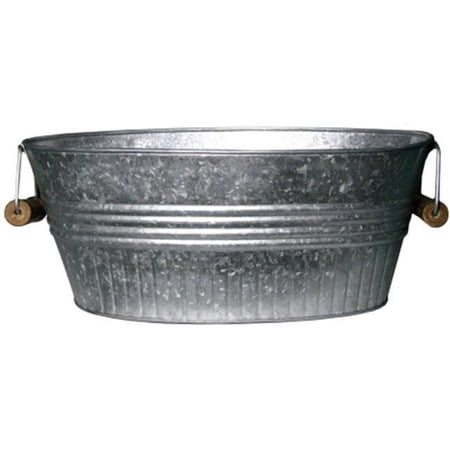14 in. Galvanized Metal Basin Planter