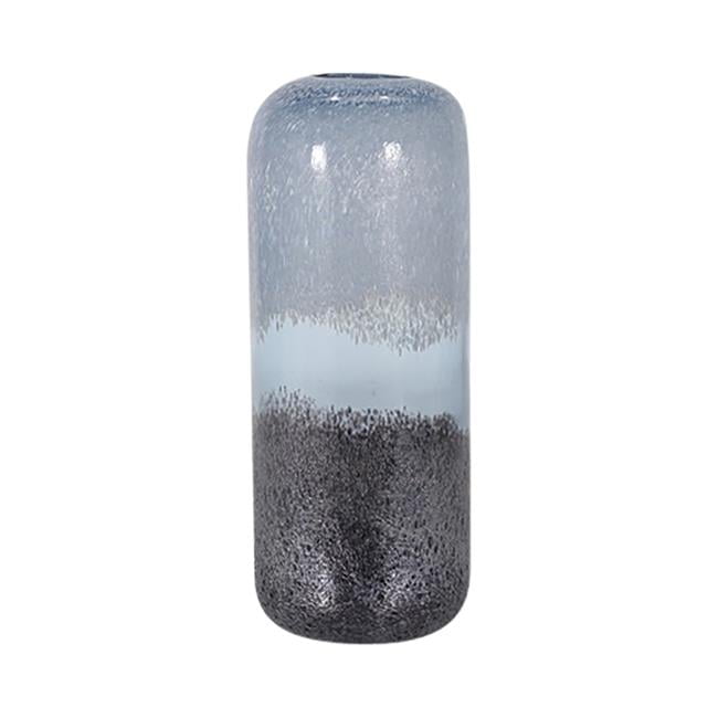 14" Gray and Black Ombre Glass Decorative Vase