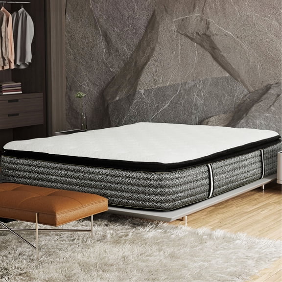 14 in. King Size Hybrid Mattress | Comfort Sleep in Bedroom with Targeted Support | Polyester & Memory Foam Construction | Alleviate Pressure Points for Uninterrupted Sleep