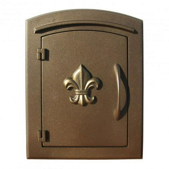 14 in. Manchester Non-Locking Column Mount Mailbox with Decorative Fleur De Lis Logo in Bronze