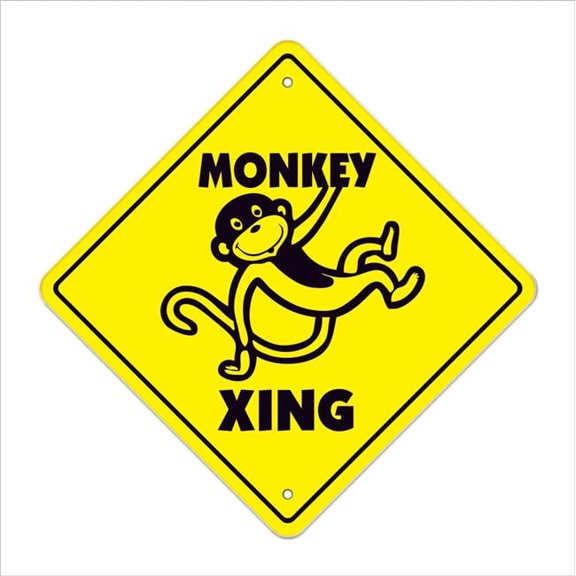 14 in. Monkey Zone Xing Crossing Sign