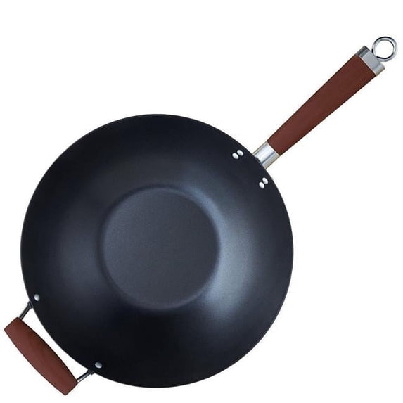 14 in. Nonstick Coated Wok with Wood Handles