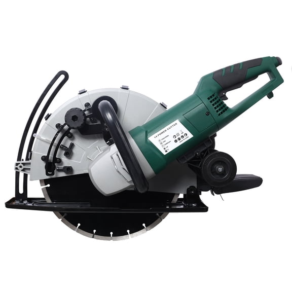 14 in Power Concrete Saw With Blade, 2800W Circular Wet/Dry Cutter, Guide Roller Water Line Attachment, Demo Saw, Disc Cutter