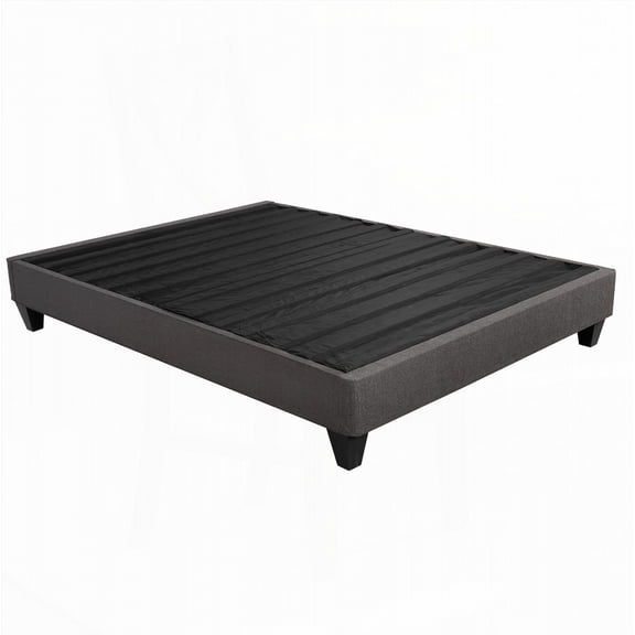 14 in. Queen Size Contemporary Upholstered Bed Frame Base in Dark Gray