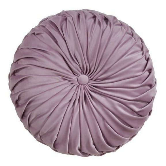 14 in. Round Velvet Pintucked Throw Poly Filled Pillow, Lavender