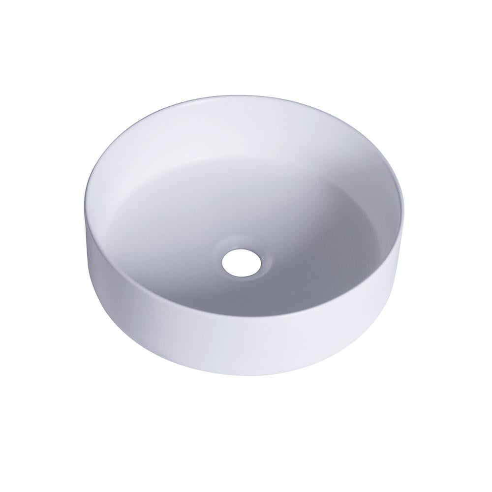 14'' Round White Ceramic Undermount Bathroom Sink