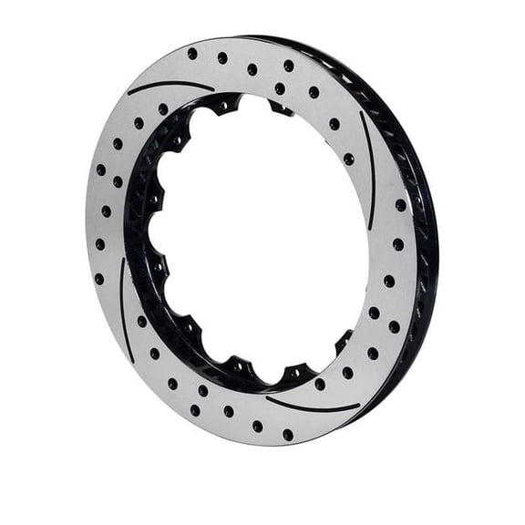 14 in. SRP Driver Side Directional & Drilled Slotted Brake Rotor, Black E-Coat