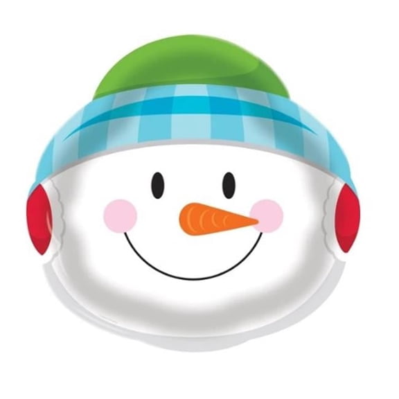14 in. Snowman Round Plastic Tray