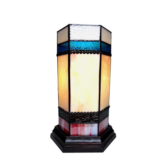 14 in. Tall Chester Tiffany Glass Accent Pedestal 1 Light Table Lamp