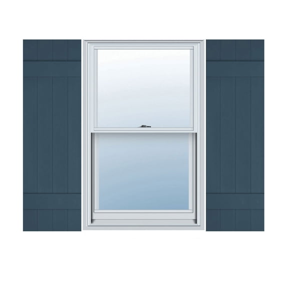 14 in. W x 47 in. H Builders Edge, Standard Four Board Joined (2 Batten), Board-n-Batten Shutters, Includes Matching Installation Spikes, 036 - Classic Blue