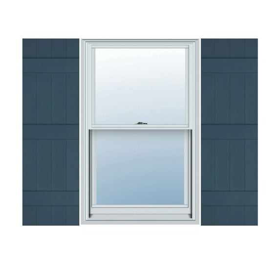 14 in. W x 71 in. H Builders Edge, Standard Four Board Joined (3 Batten), Board-n-Batten Shutters, Includes Matching Installation Spikes, 036 - Classic Blue