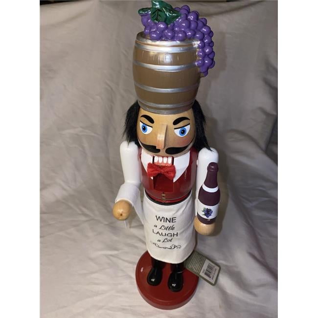 Handcrafted 14" Wine Steward Nutcracker in Red and White
