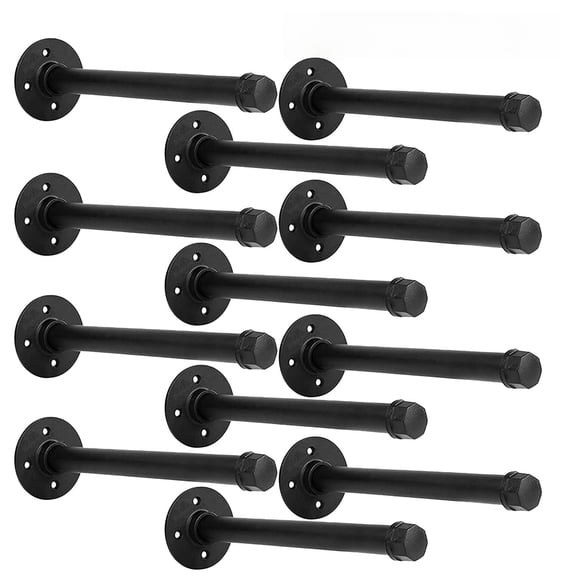 14 inch 12 Pack Heavy Duty Black Iron Hardware Brackets for Wood-wall Mount Floating Shelves