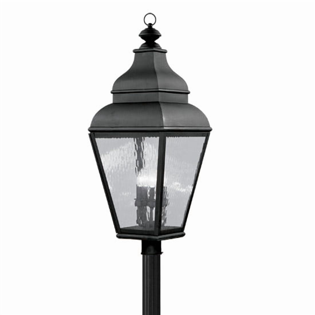 14 inch 4 Light Black Outdoor Post Lantern Pendant Lighting Fixture with Clear Water Glass Shade backed with Hand Crafted Solid Brass material for patio, front porch, entryway and more