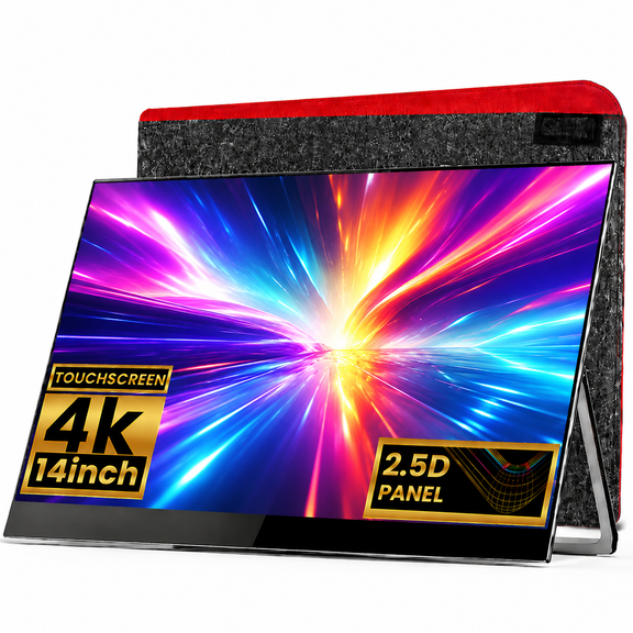 14 inch 4K Portable Touchscreen Monitor, 3840x2160 IPS Display with USB-C & Mini HDMI, 10-Point Touch for Business Meetings, Ultra-Slim 2.0 lbs Travel Monitor for Laptop